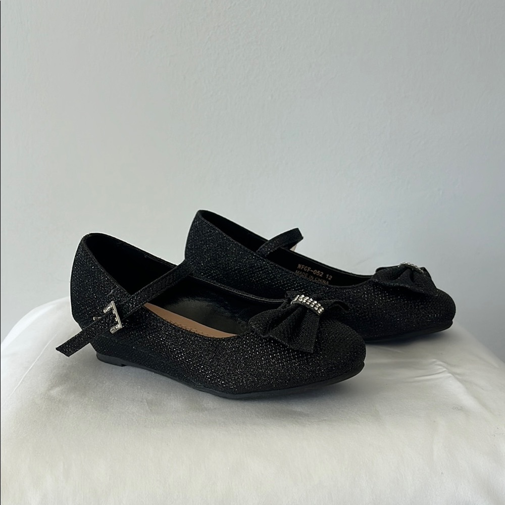 Black Dress Shoes with Bow and Strap